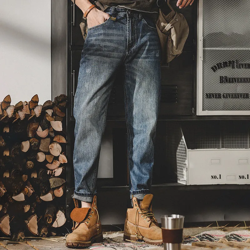 Loose-fit Straight-leg Stonewashed Jeans Pants