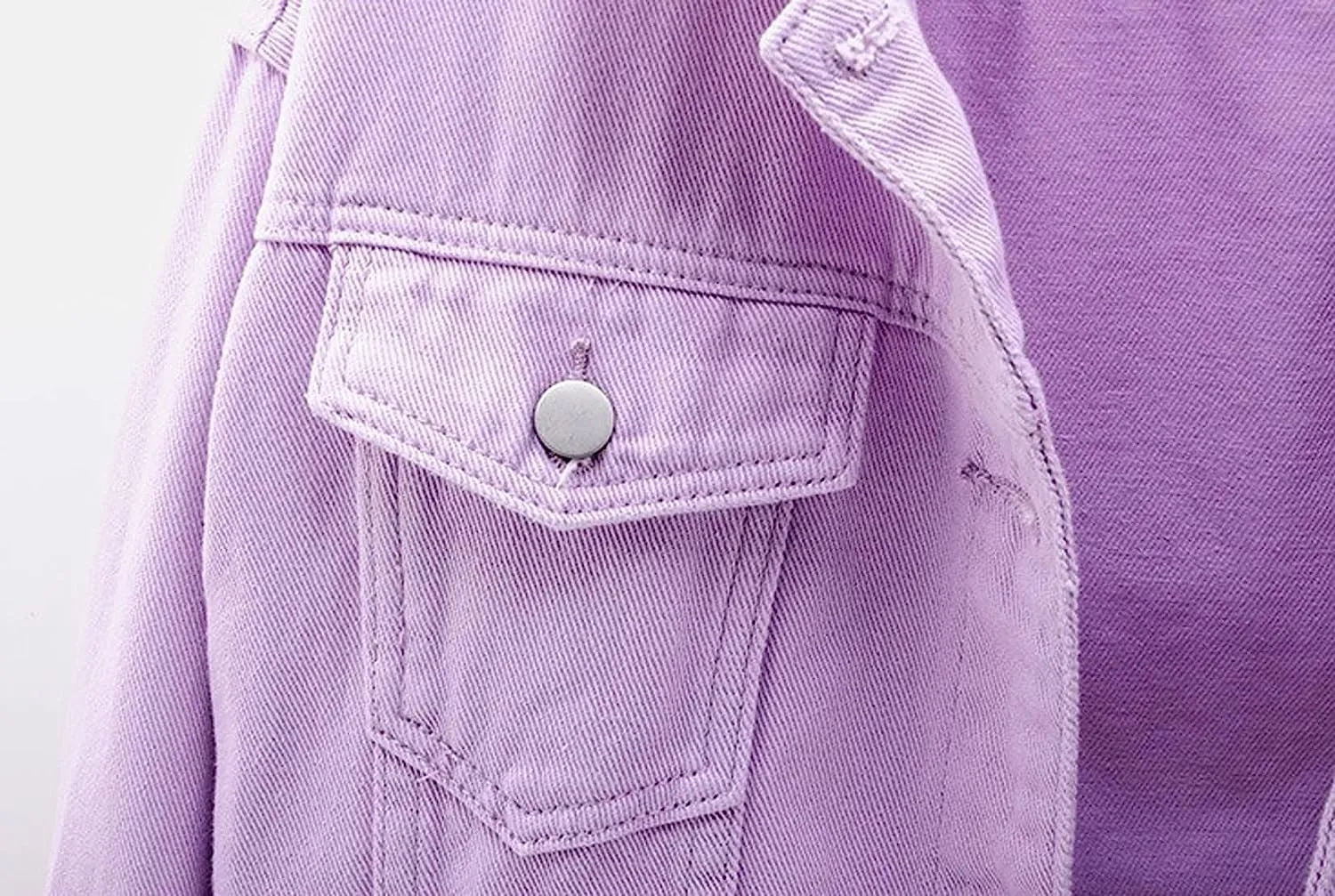 loveimgs Women's Casual Drop the Shoulder Candy Color Single Breasted Boyfriend Denim Short Shacket Jacket