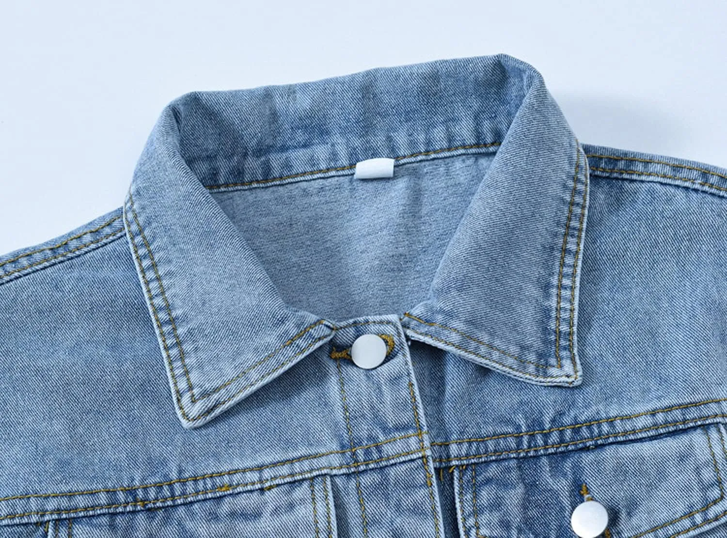 loveimgs Women's Classic Collared Button Down Distressed Oversize Boyfriend Unlined Denim Trucker Shacket Jacket