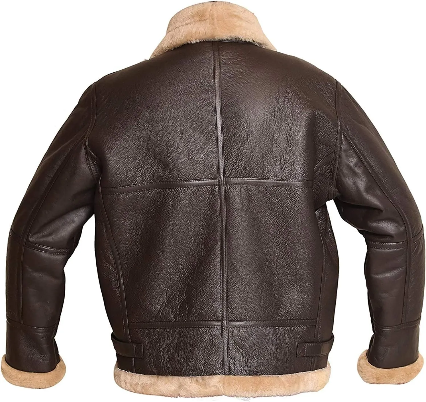 Men B3 Bomber Jacket Aviator Real Shearling B3 Bomber Sheepskin Jacket Winter Black