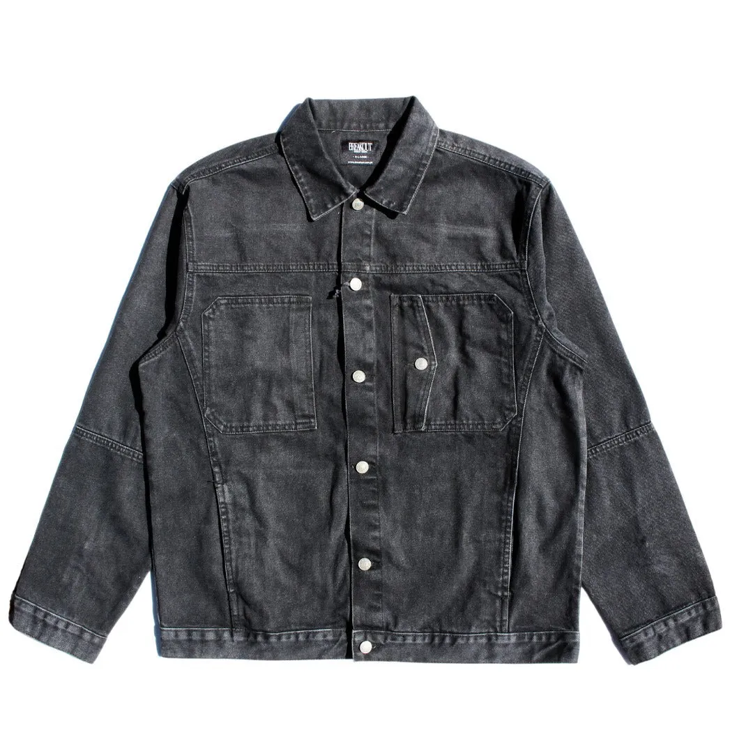 Mens gray pocket style denim jacket