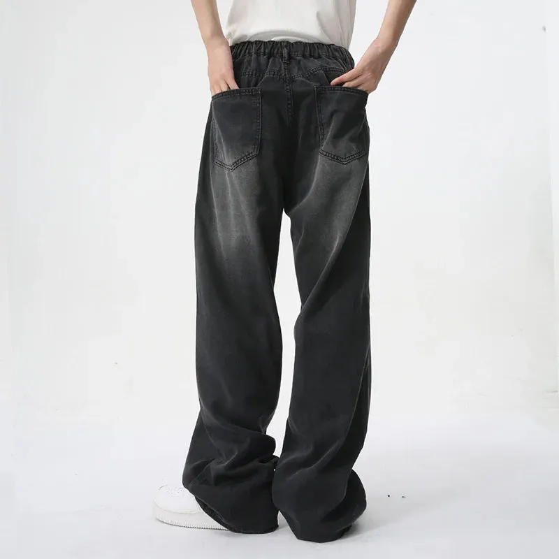 Men's Jeans Summer New Fashion American Style Black-gray Straight Leg Loose Denim Pants Simple Bottoms Menwear 9C5900