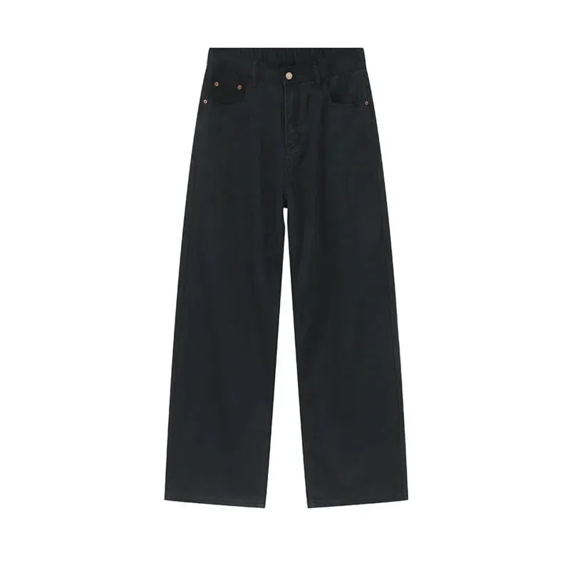 Men's Jeans Summer New Fashion American Style Black-gray Straight Leg Loose Denim Pants Simple Bottoms Menwear 9C5900