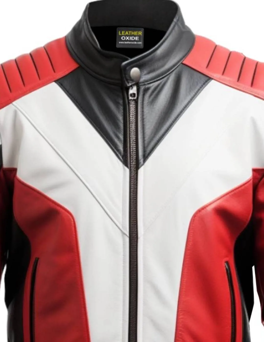 Mens Leather Jacket - Faux Leather Red and Black