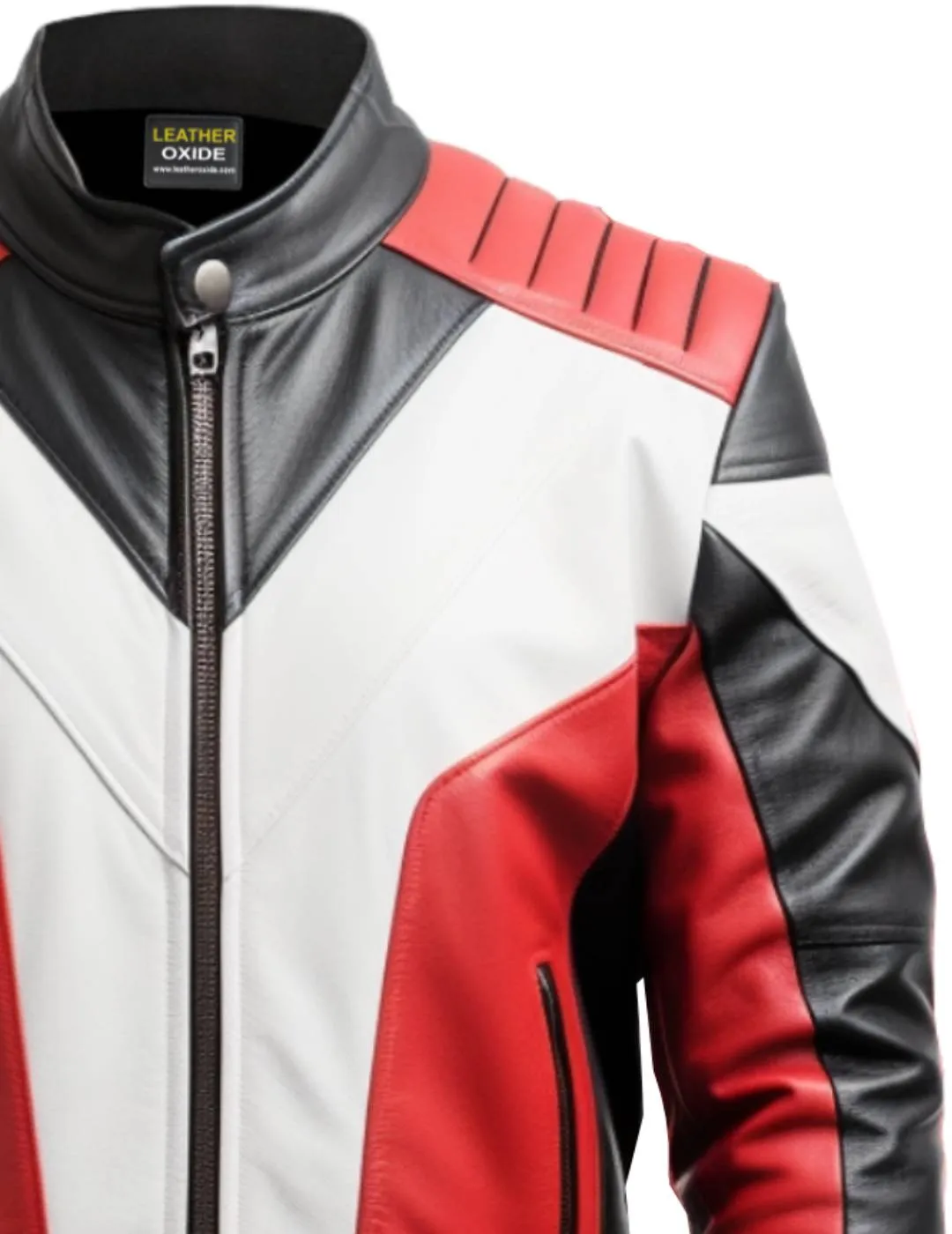 Mens Leather Jacket - Faux Leather Red and Black