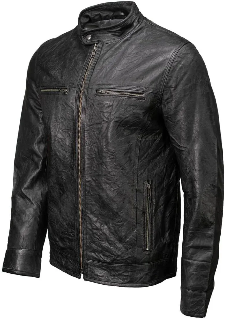 Milwaukee Leather SFM1866 Men's Classic Black Premium Leather Motorcycle Style Jacket with Zipper Front