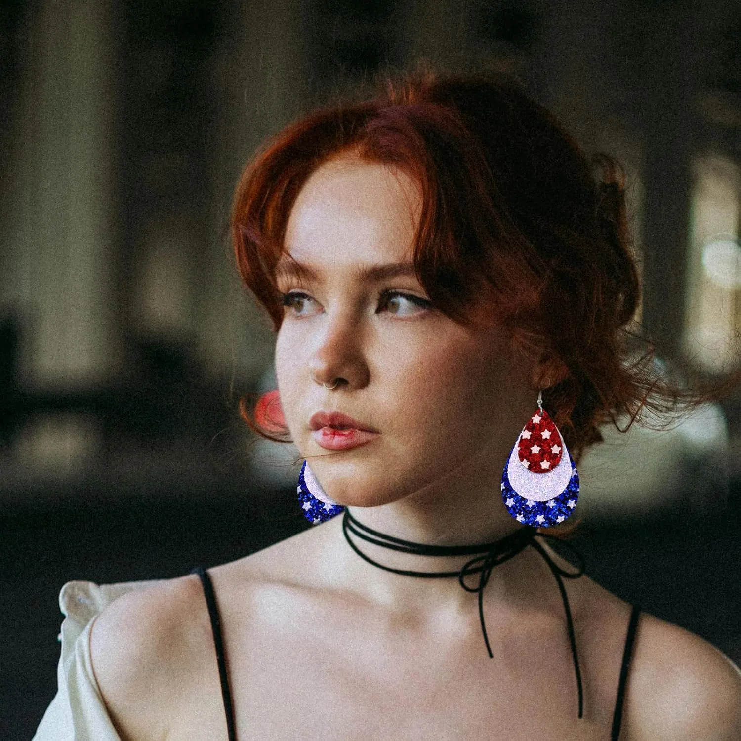 Nanafast American Flag Earrings for Women PU Leather 4th of July Dangle Earrings Patriotic USA Earrings Red White Blue Accessories