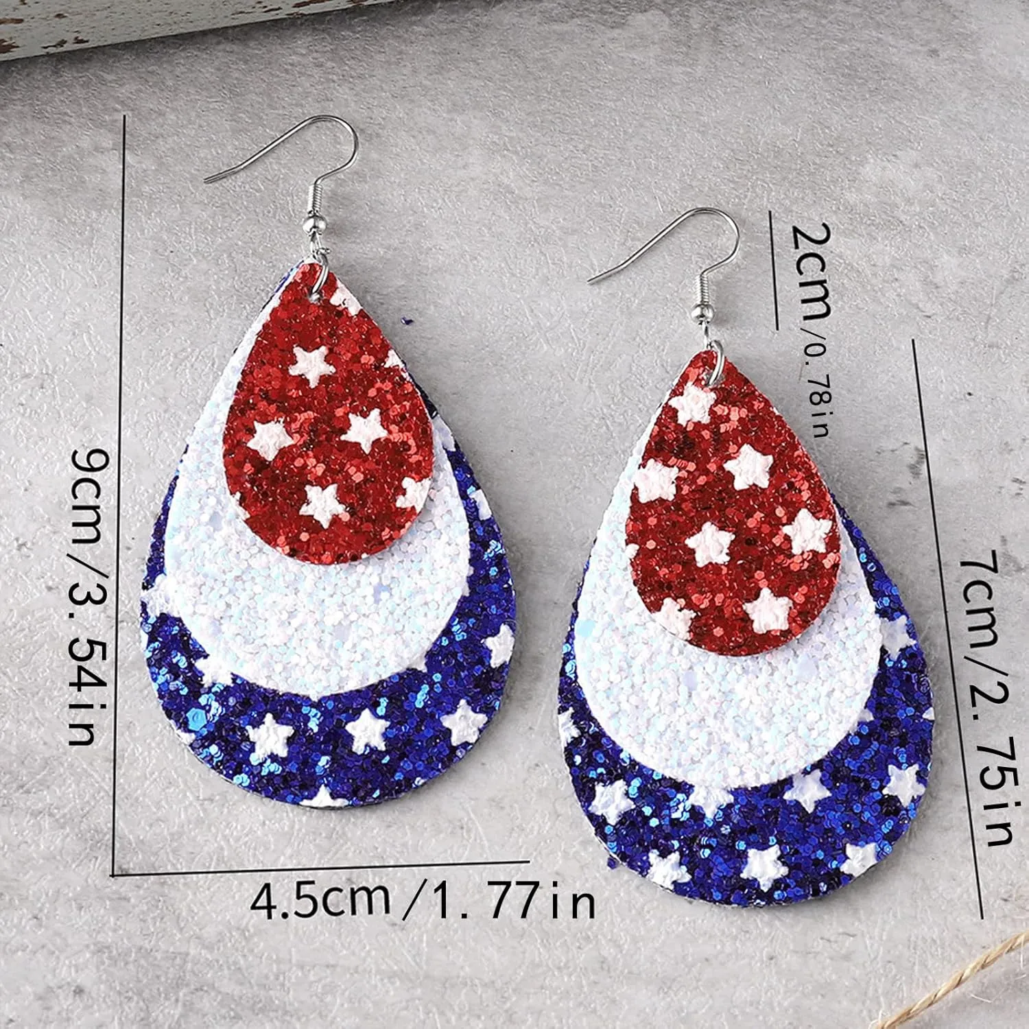Nanafast American Flag Earrings for Women PU Leather 4th of July Dangle Earrings Patriotic USA Earrings Red White Blue Accessories