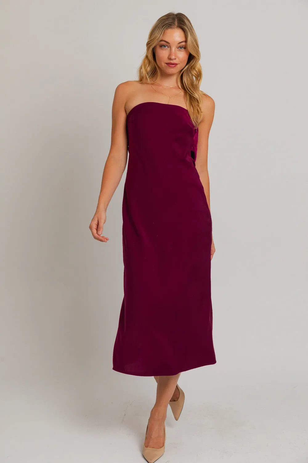 red wine supernova strapless dress