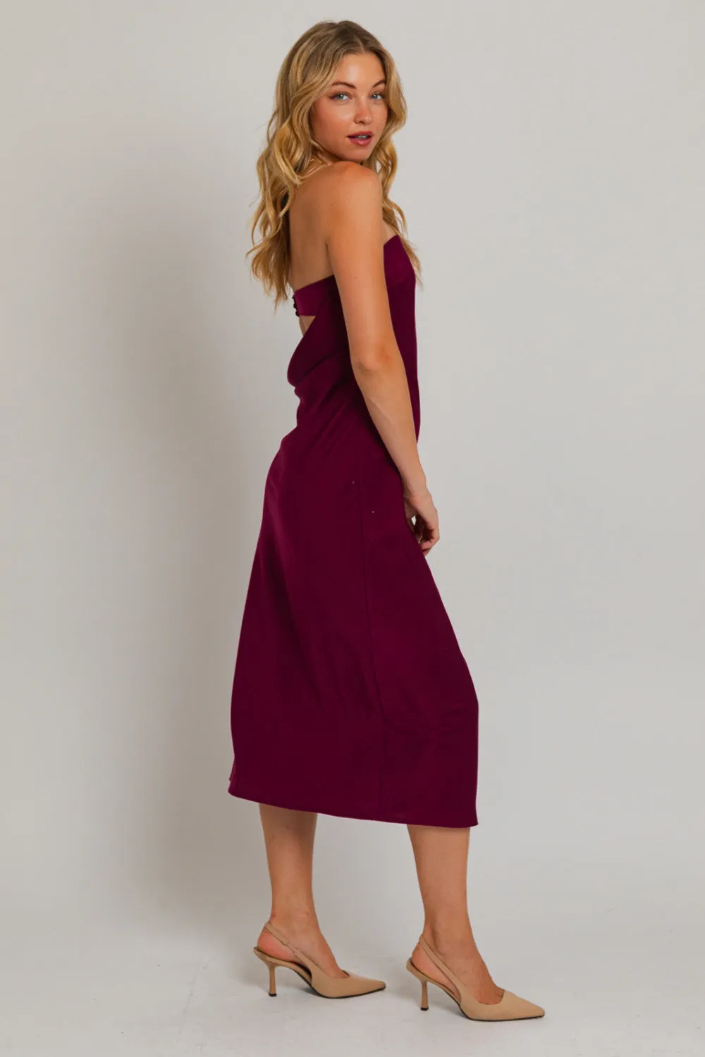red wine supernova strapless dress