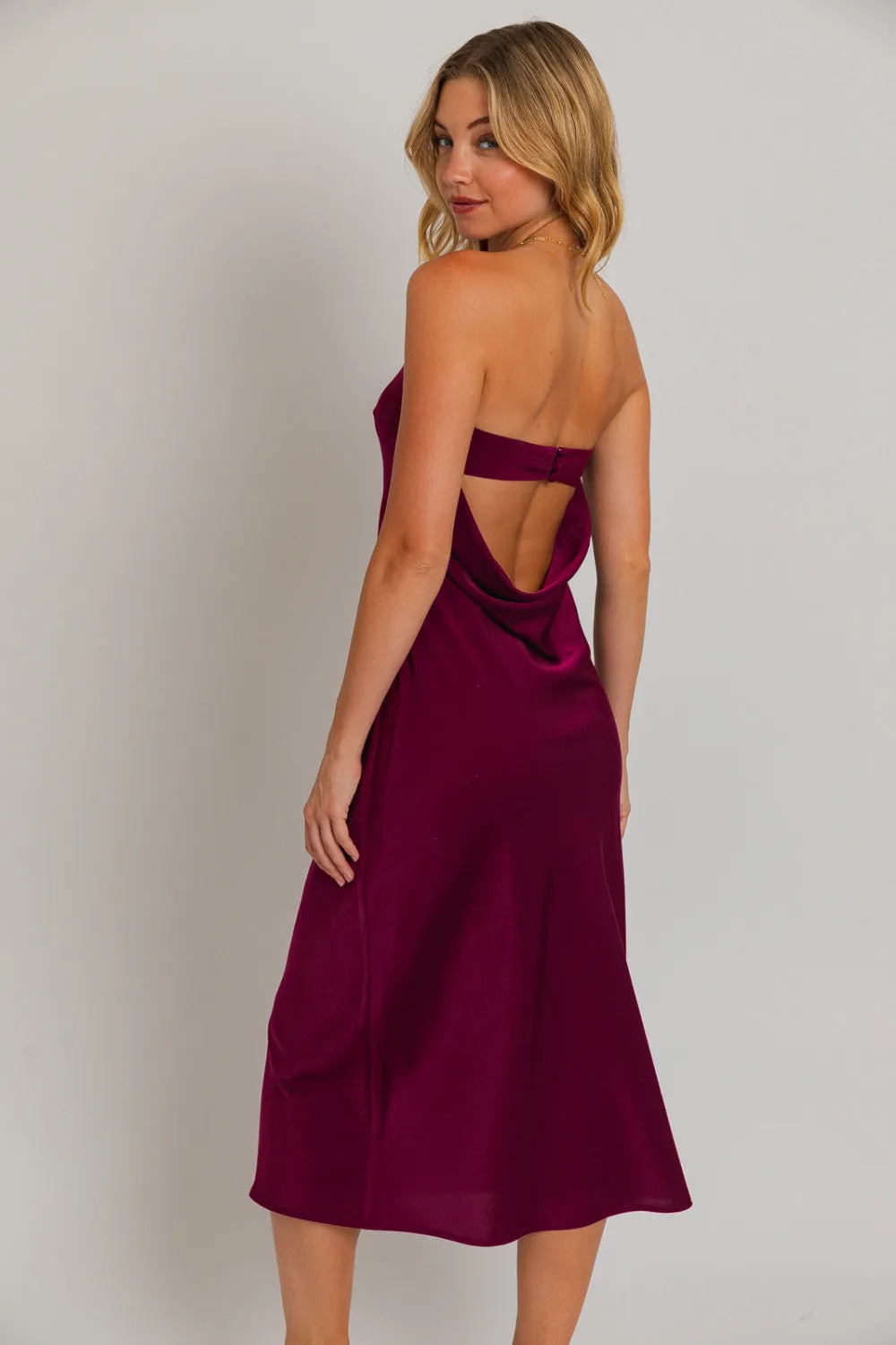 red wine supernova strapless dress