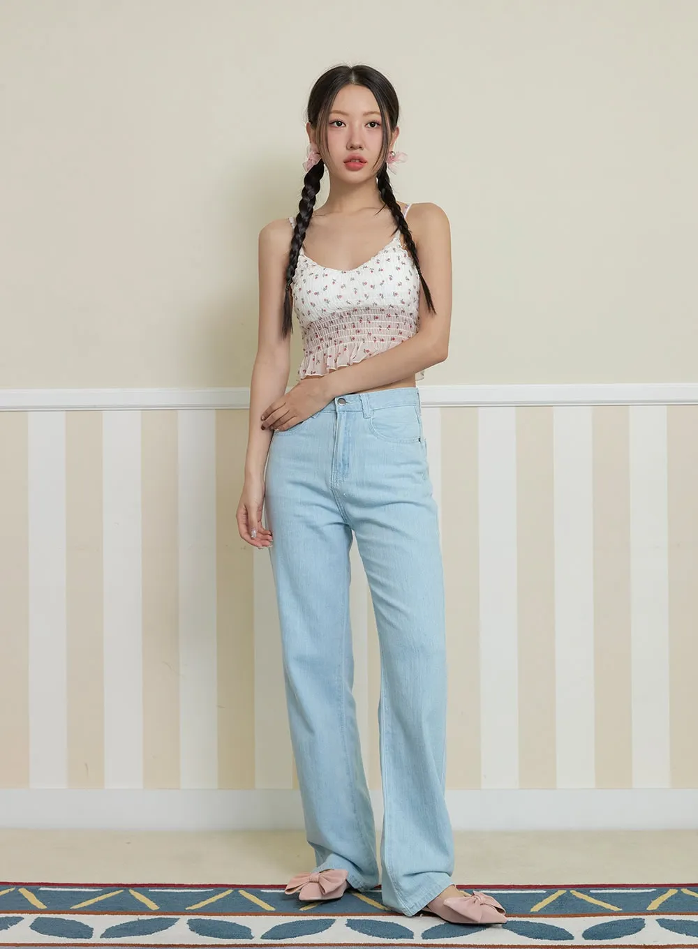 Solid Straight Jeans OY427