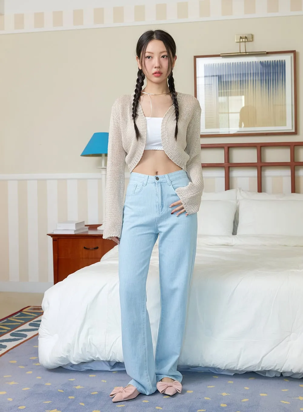 Solid Straight Jeans OY427