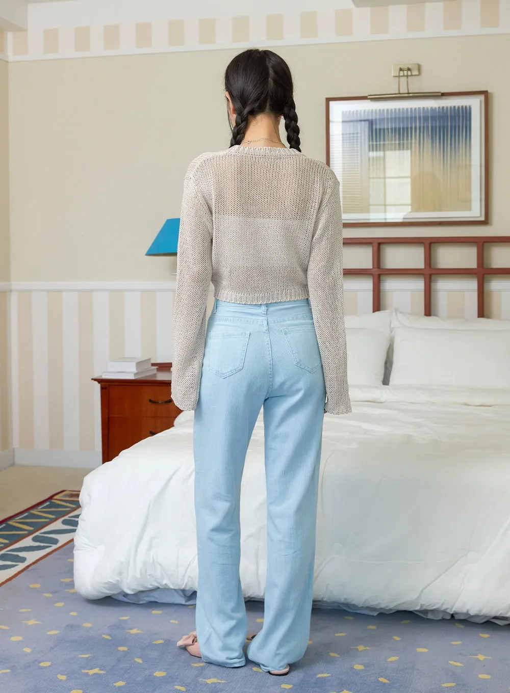 Solid Straight Jeans OY427