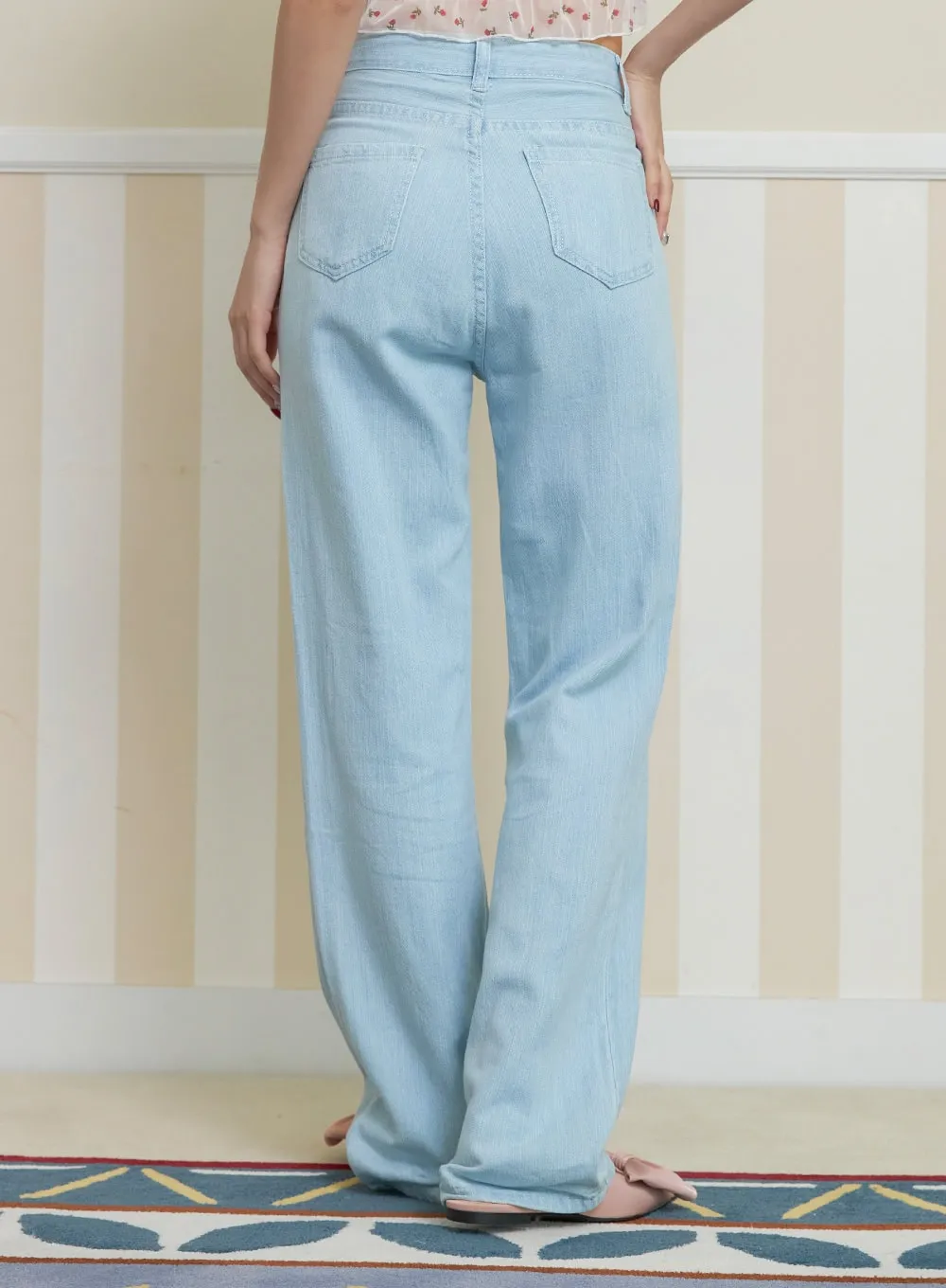 Solid Straight Jeans OY427