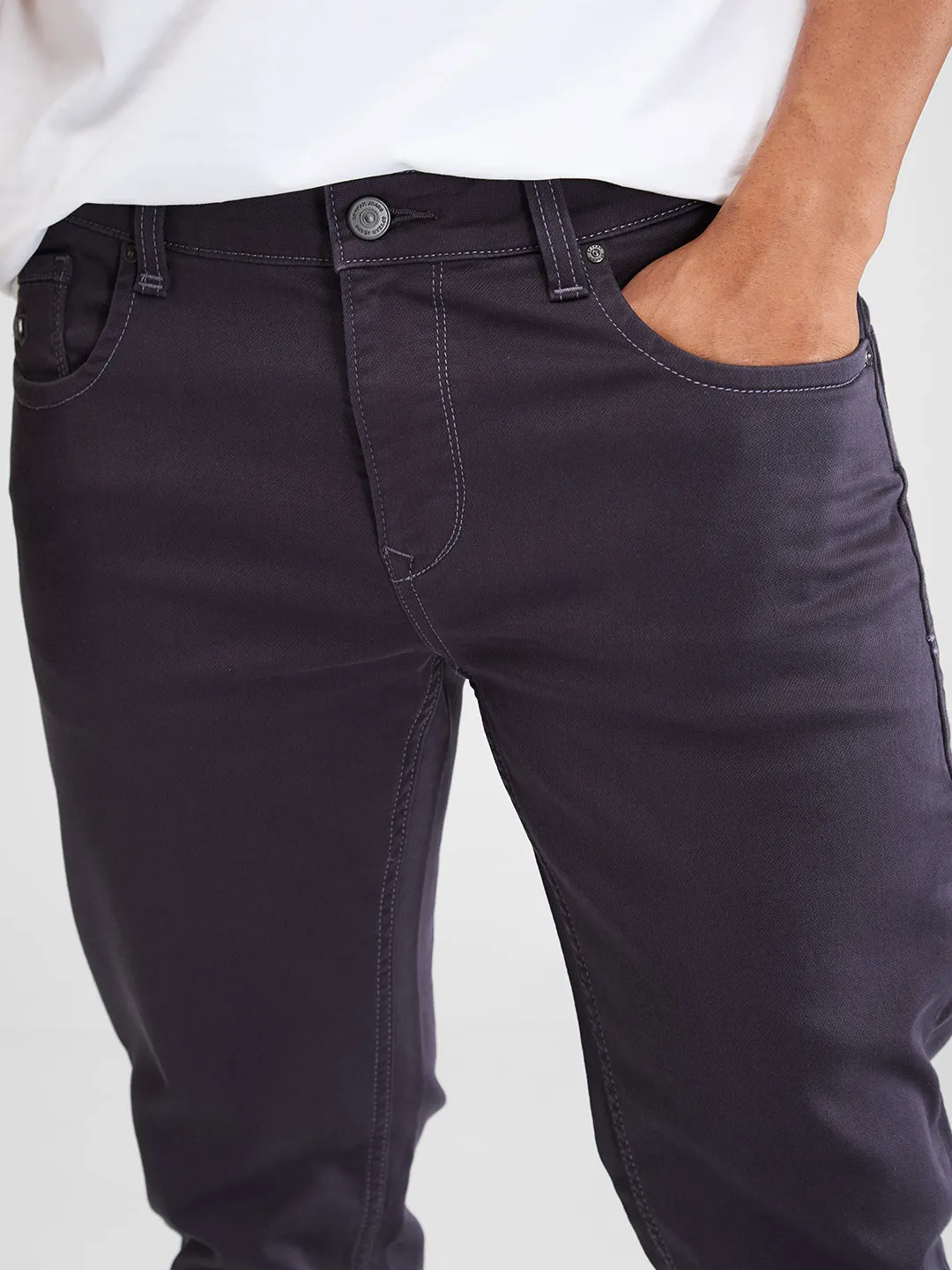 Spykar Gray Skinny Slim Fit Low Rise Jeans For Men