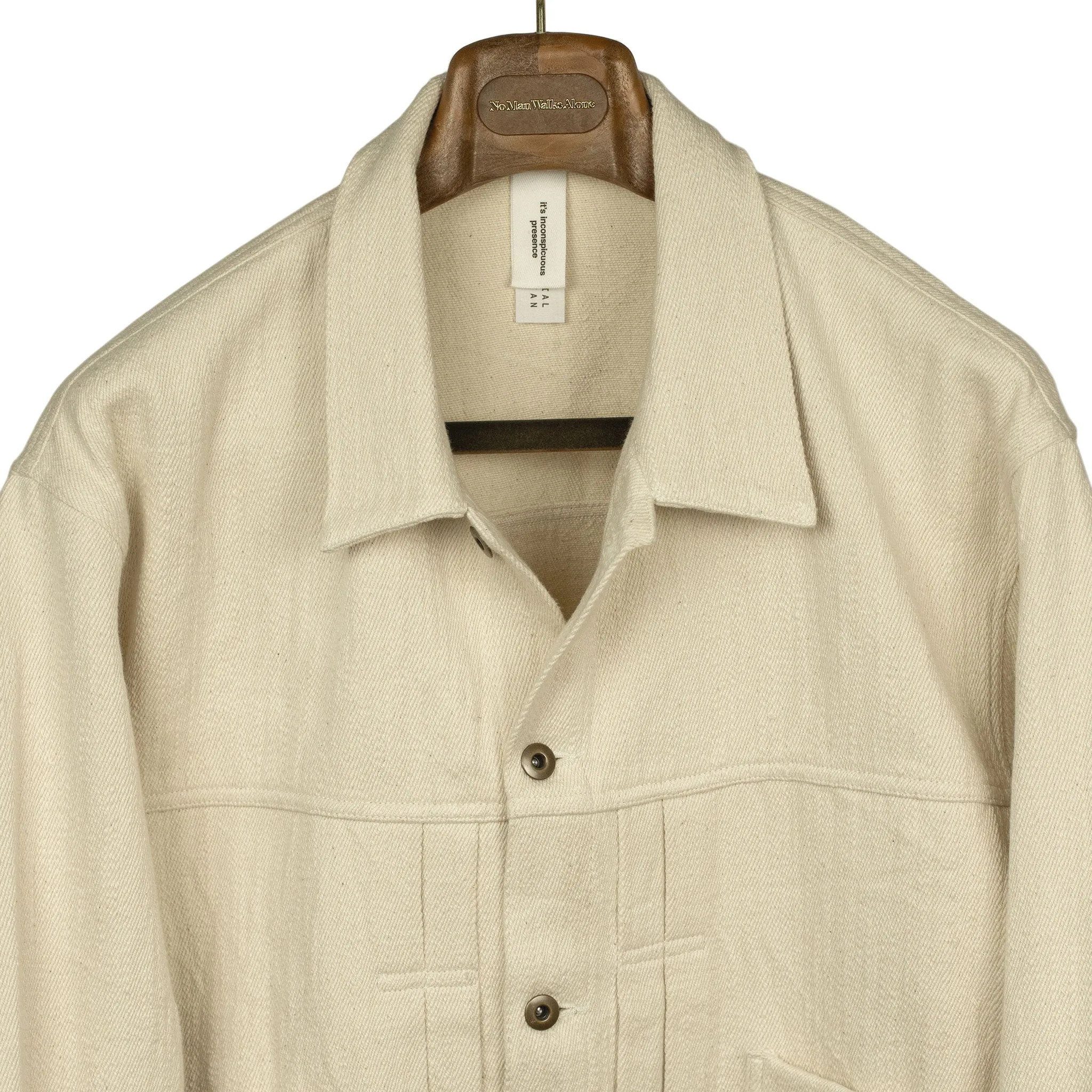 Type 2 trucker jacket in natural slubby handwoven cotton denim