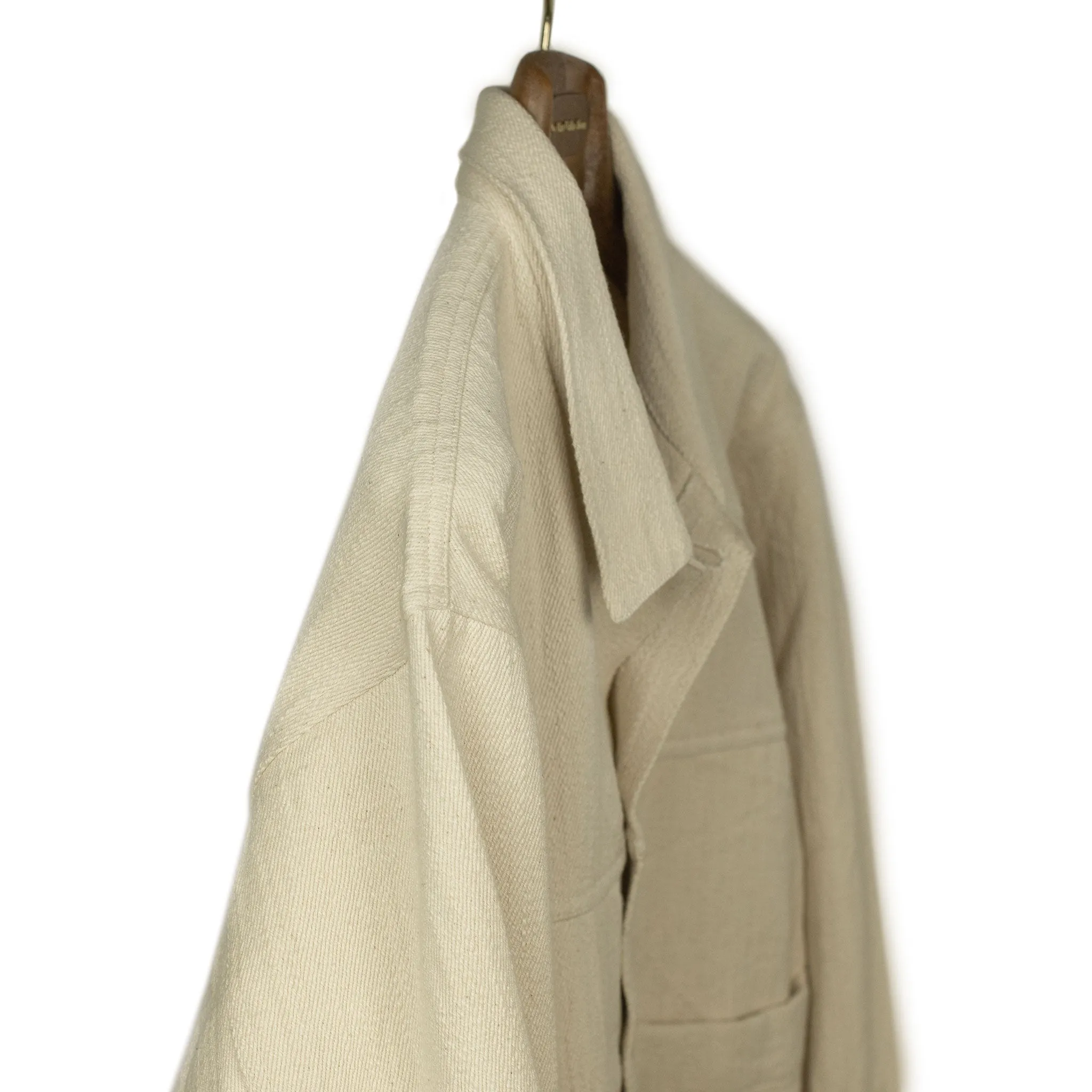 Type 2 trucker jacket in natural slubby handwoven cotton denim