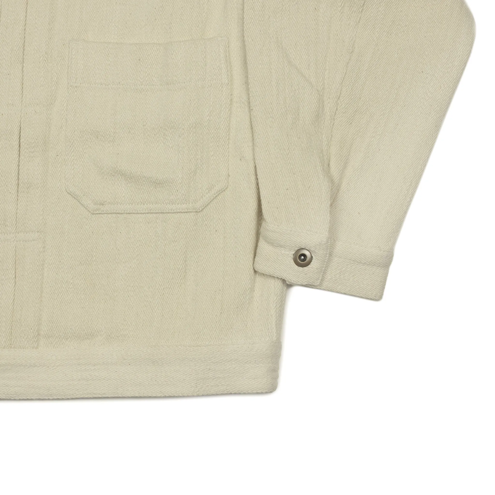 Type 2 trucker jacket in natural slubby handwoven cotton denim