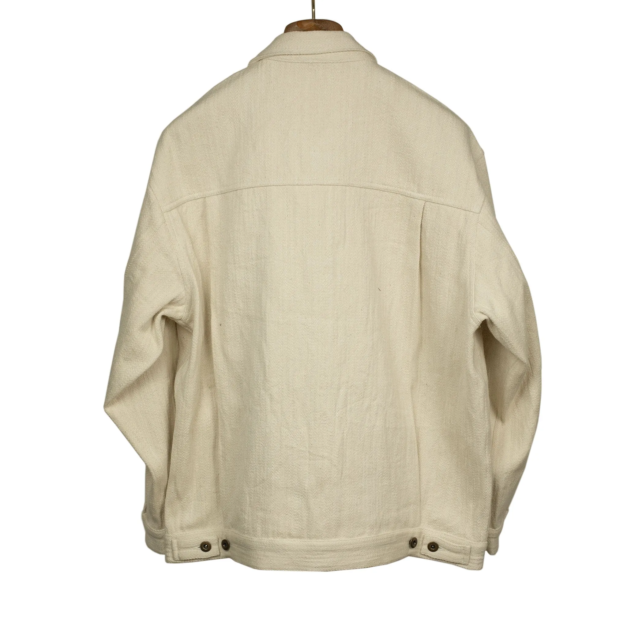 Type 2 trucker jacket in natural slubby handwoven cotton denim