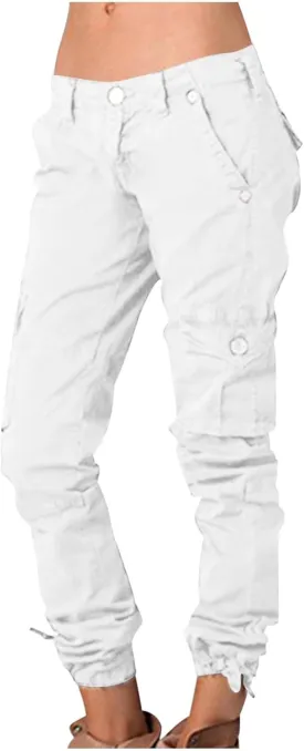 Uillui Tactical Cargo Pants for Women Low Waist Slim Fit Ankle Trousers Straight Leg Stretchy Tapered Pant Ripstop Work Pant