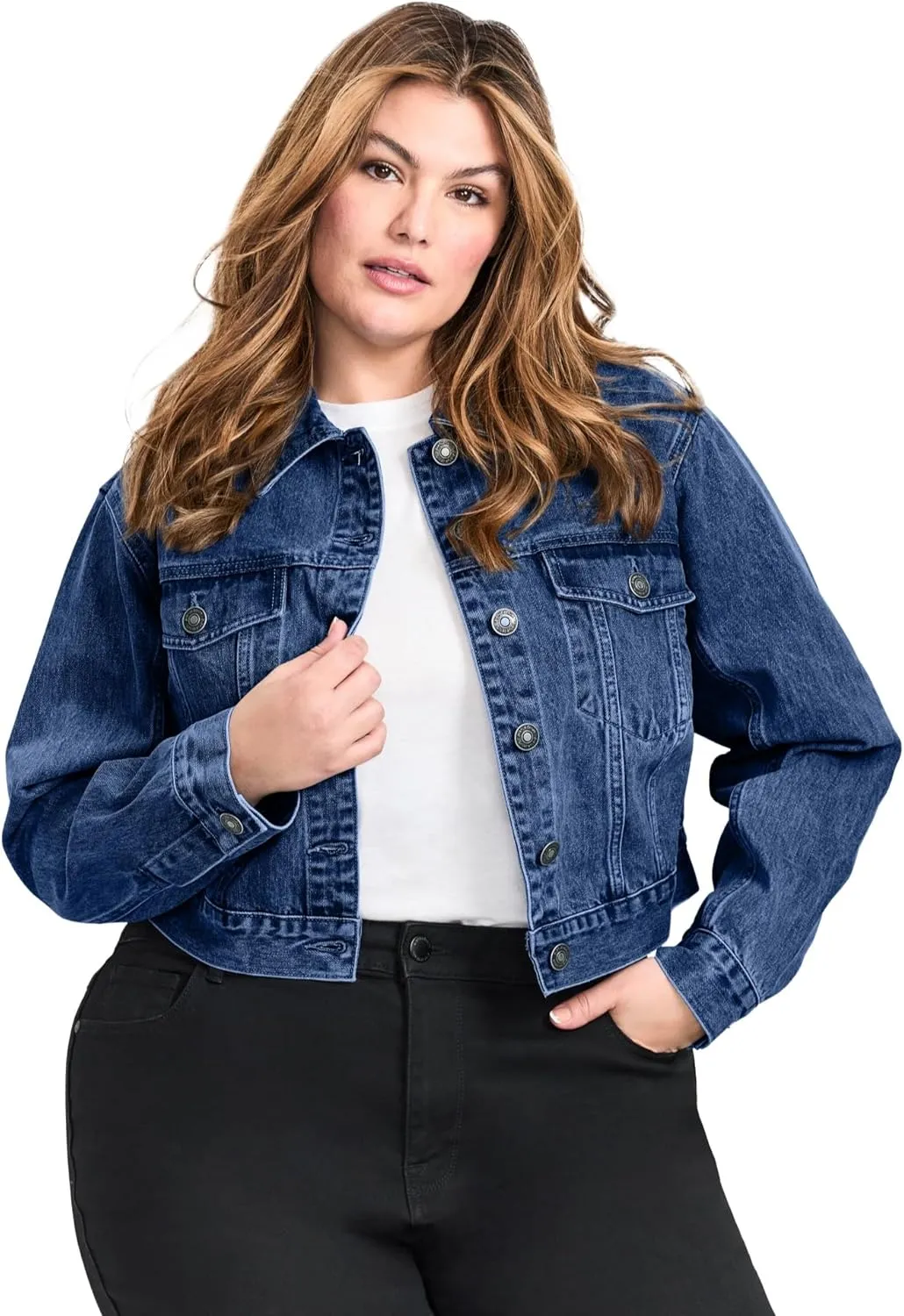 Women's Plus Size Emma Denim Cropped Jacket
