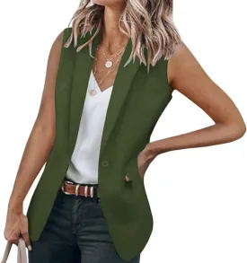 Womens Sleeveless Blazer Vest Casual V Neck Open Front Vest Lightweight Work Office Jackets Summer 2025 Fashion