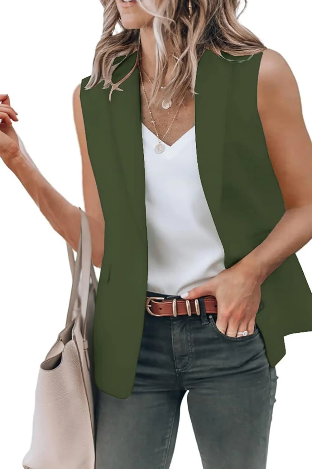 Womens Sleeveless Blazer Vest Casual V Neck Open Front Vest Lightweight Work Office Jackets Summer 2025 Fashion