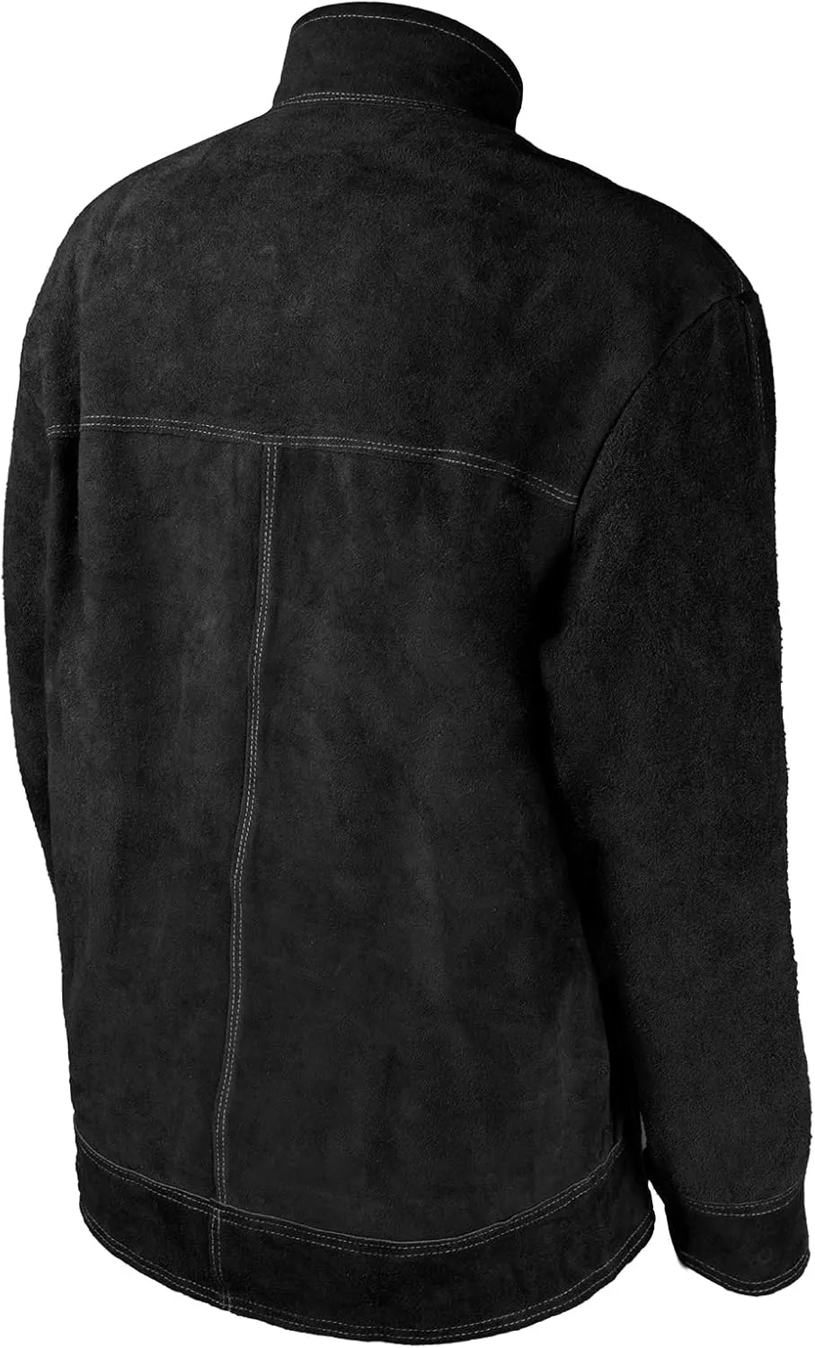 YESWELDER Black Leather Welding Jacket for Men Women, Heavy Duty Welder Jacket, Heat Flame Resistant Welding Coat, L
